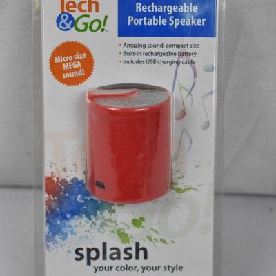Rechargeable Portable Speaker, Red - New