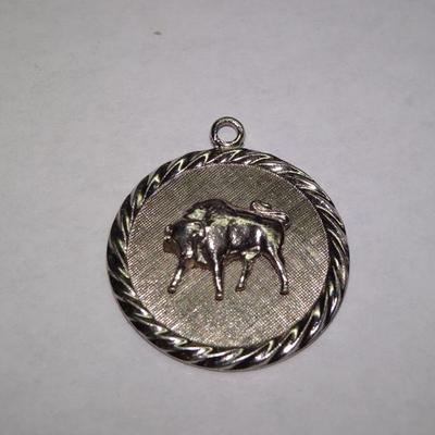 Vintage 1960's Sterling Silver Bull Charm, Charm Bracelet Charm, Taurus Zodiac Symbol 