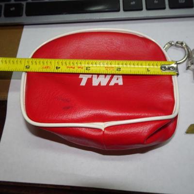 Vintage TWA Airline Collectibles, Wings, Key Ring, Small Change Purse 