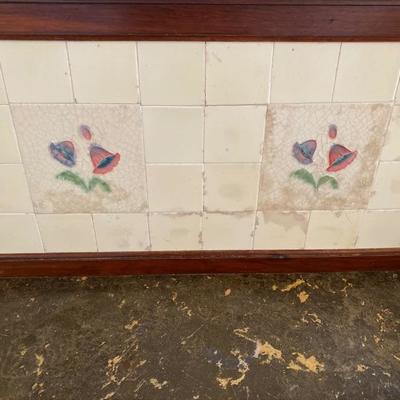 Lot # 877 Antique Welsh Marble top Tile back Washstand 