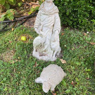 Lot # 897 Religious Cement Statue with Turtle 