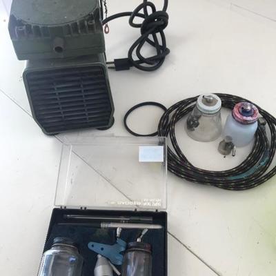 Lot # 1224. Airbrushes. Vintage compressor 