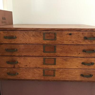 Lot # 1228 Antique Oak Map Cabinet