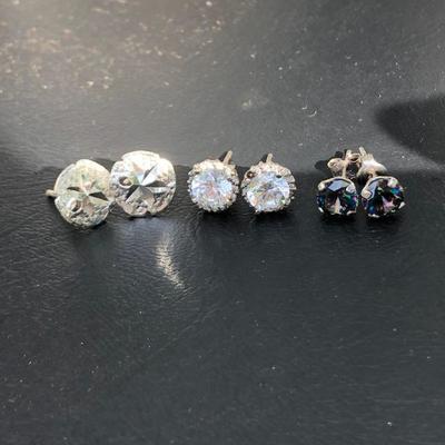 Lot #3: Set of 3 Sterling Silver Earrings