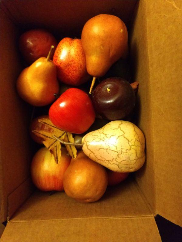 Box of fake fruit