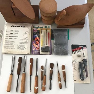 Lot # 1243. Wood carvers tools/supplies