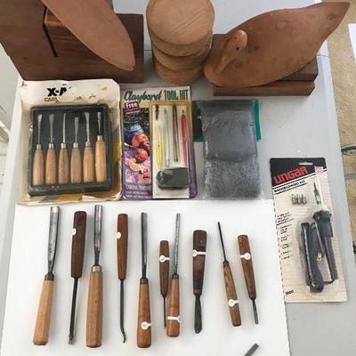 Lot # 1243. Wood carvers tools/supplies
