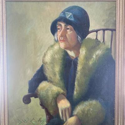 Lot # 930 Original Oil of Older Lady by D.W. Curtiss 