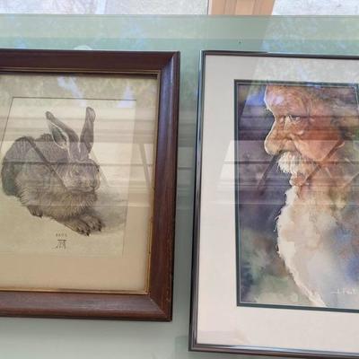 Lot # 933 Albrecht Durer Print, & J. Frettingis Framed Watercolor 