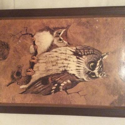 Lot 79 Decoupage Owl Wall art