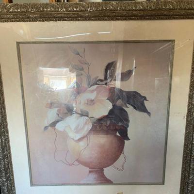 Large framed fart / flowers in vase 4' x 4'