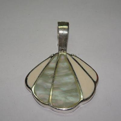 Scallop Shell Pendant, Abalone, Beach jewelry 