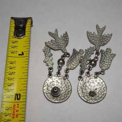 Vintage Christmas Dangle Earrings, Holy Spirit, Dove, Bells, Holly Berry, Heart 