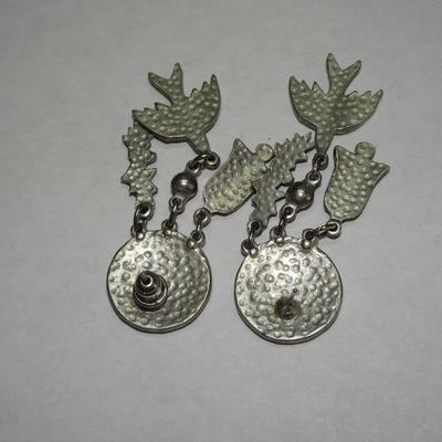 Vintage Christmas Dangle Earrings, Holy Spirit, Dove, Bells, Holly Berry, Heart 