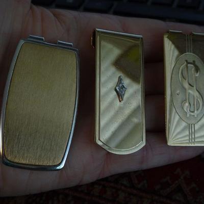 Vintage Men's Money Clips, Anson Money Clips (3) Gold Tone, Dollar Sign and Diamond
