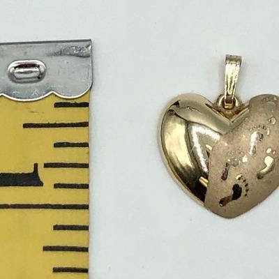 14k Gold Footprints Heart Pendant