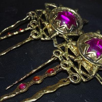 1980's Clip Dangle Outer-space Style Earrings, Very Cool! 