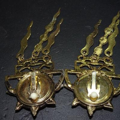 1980's Clip Dangle Outer-space Style Earrings, Very Cool! 