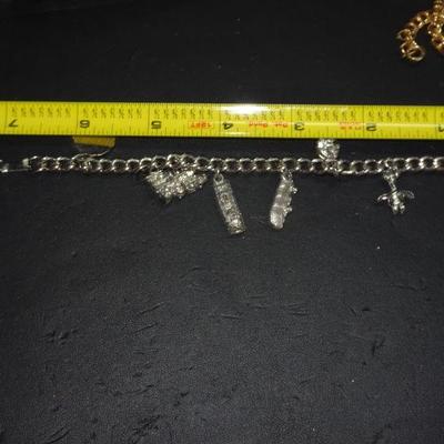 Vintage 6 Flags over Texas Charm Bracelet, Locomotive, Log Ride, Cable Car Ride, Skull