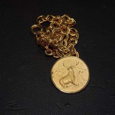 Gold Tone Charm Bracelet, Elk Charm 