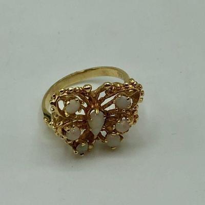 14k & Opal Butterfly Ring