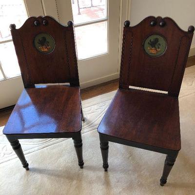 Wooden hall chairs English circa 1830