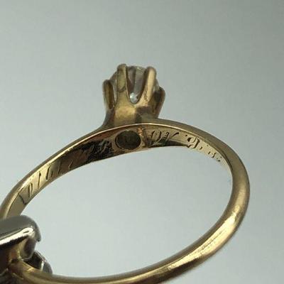 Antique 1/3 Carat Solitaire European Cut Diamond 10k Ring