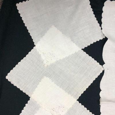 Vintage Tablecloth & Napkin Set White with Bright White Stitching