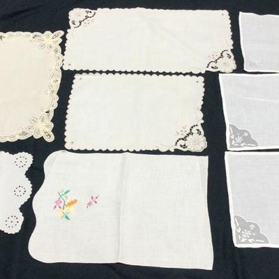 Lot of 8 Linen Doilies, Napkins and Table Runners
