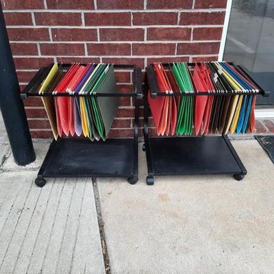 Metal Hanging File Folder Cart on Wheels 