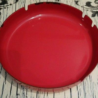 Red enamelware ashtray 