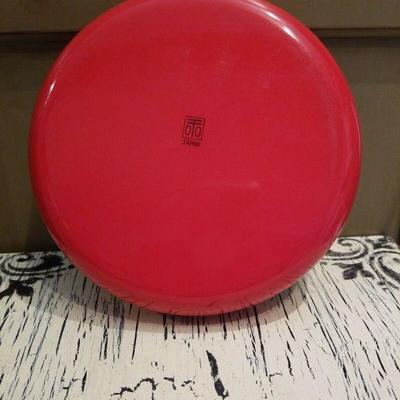 Red enamelware ashtray 