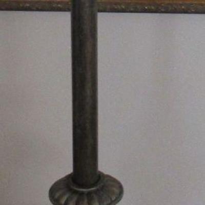 Lot 57- Vintage Decorative Medal and Glass Base Lamp 
