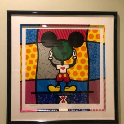 Romero Britto “Mickey’s World” Limited Edition Framed Serigraph