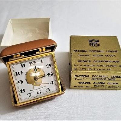 Lot #9  Rare Official 1971 Saints Football Travel Alarm Clock in Original Box - WORKS