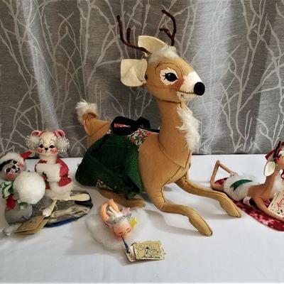 Lot #19  Vintage Annalee Christmas Lot - Reindeer, Mice, Angel