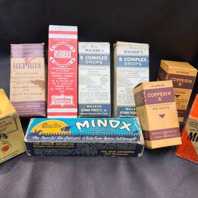 Lot #15; Vintage Mixed Lot Boxes of Medicine Pharmaceuticals Contain Creams or Bottles