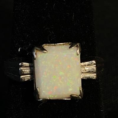Vintage Sterling Silver and Opal Ring