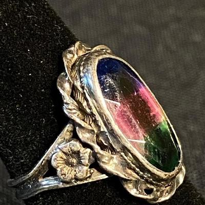 Sterling Silver Multicolored Gemstone Ring