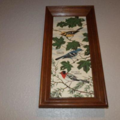 LOT 88  3 BIRD PICTURES & NEEDLEPOINT CHAIR