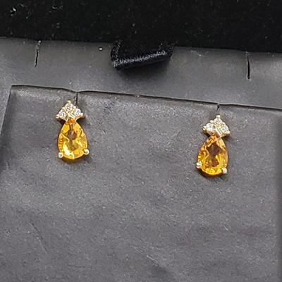 J3: 14k gold citrine and diamond earrings 