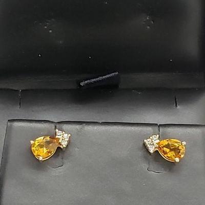 J3: 14k gold citrine and diamond earrings 