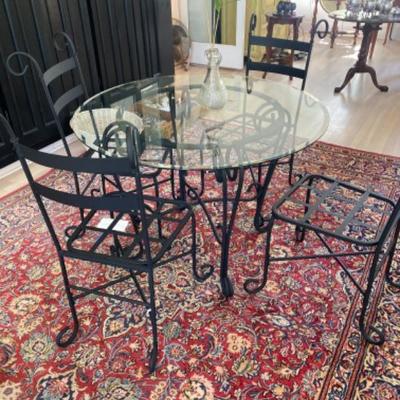 Lot # 969 NEW Black Glass top table with 4 Chairs 