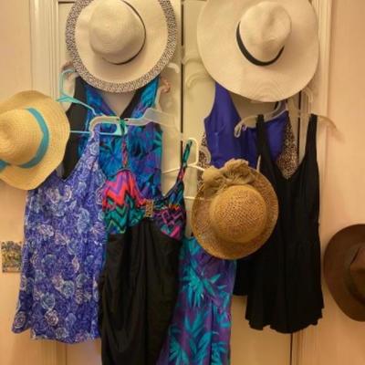 Lot # 970 Large Lot of Womenâ€™s Hats and Bathing Suits 