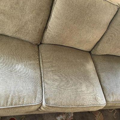 F1: Dusty Green Three Cushion Sofa (1 of 2 available)
