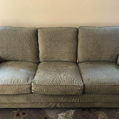 F1: Dusty Green Three Cushion Sofa (1 of 2 available)