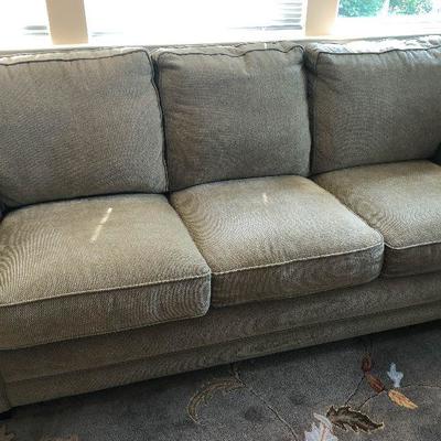 F2: Dusty Green Three Cushion Sofa (1 of 2 available)