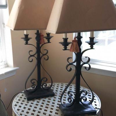 F6: Pair of Wrought Iron Candlestick Lamp