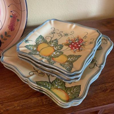 LOT 17 BOWL AND STAND WITH 6 PLATES
