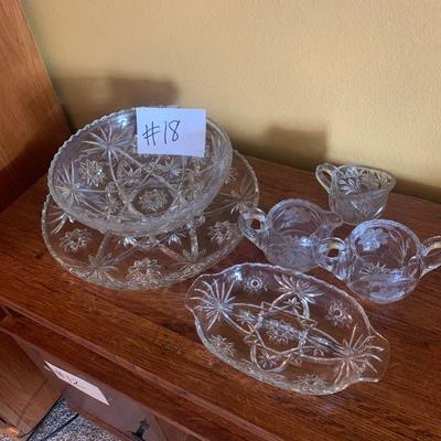 LOT 18 SET OF CLEAR PRESSED GLASS